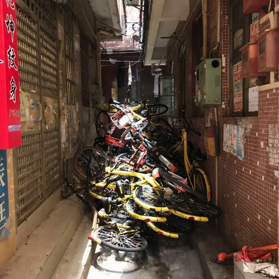 Bike sharing vandalism in China