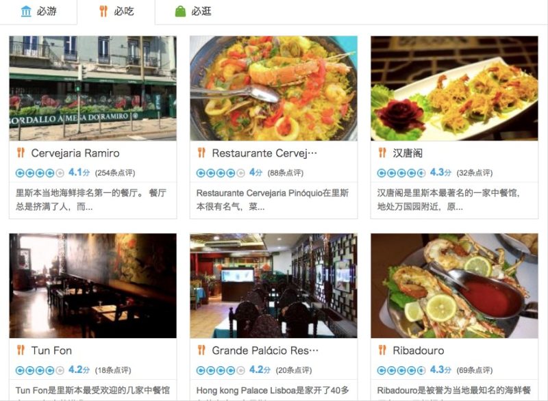 Where do Chinese tourists eat in Lisbons