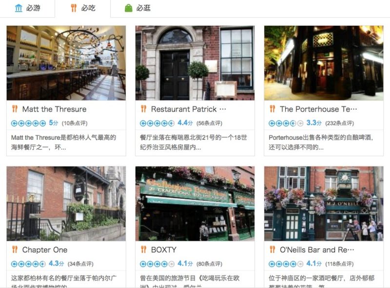 Where do Chinese tourists eat in Dublin