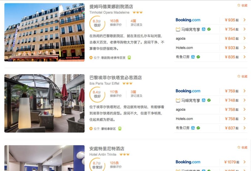 Where do Chinese travelers stay in Paris
