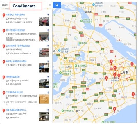 condiments location in China