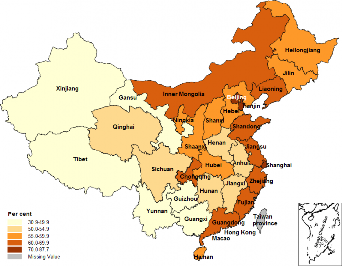 China's urban population by province, china's growing cities
