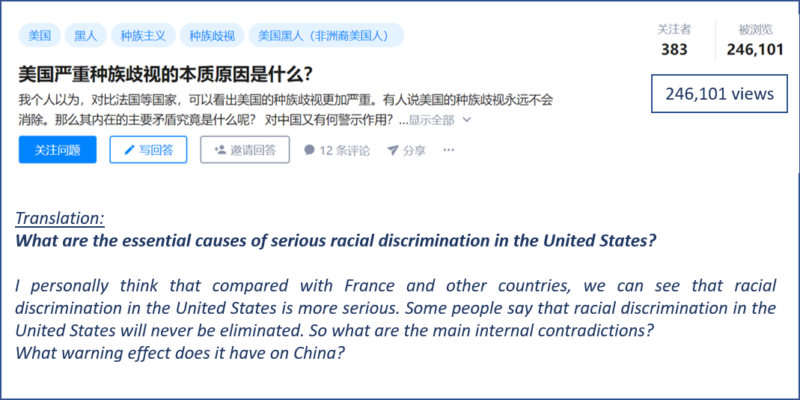 Chinese people’s thoughts on racial discrimination in the United States