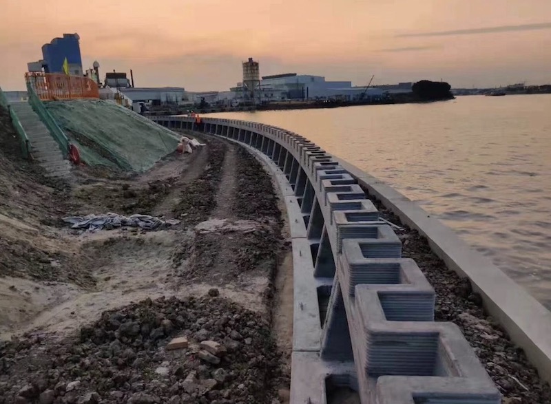 river revetment wall build in Suzhou made by 3D printing