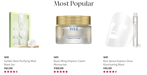 WEI’s top products which use traditional Chinese medicine in marketing