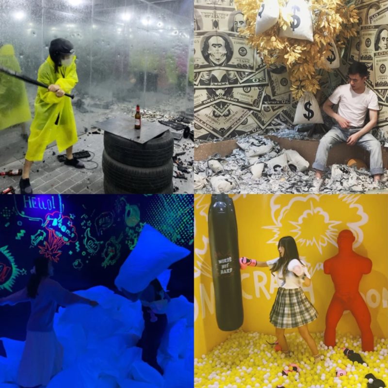 Samples of posts on Xiaohongshu of the different activities people could do at de-stress pop up exhibitions to release their stress. 