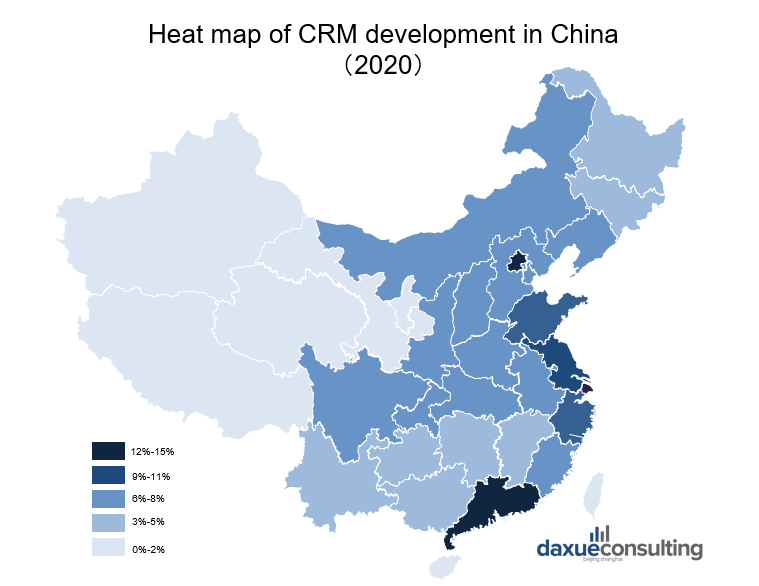 heat map of CRM penetration and usage in China