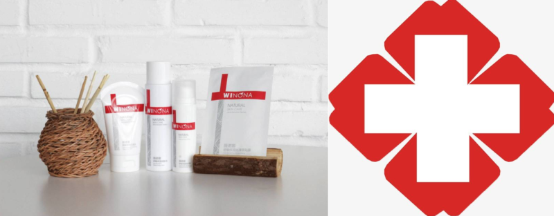 Winona’s product packaging resembles the red cross symbol