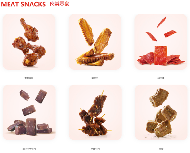most common are jerky and preserved meat bestore website; meat snacks market in China