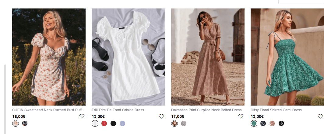 Shein assortment of clothing, dresses at a price point beating any fast-fashion brand Shein's market strategy 