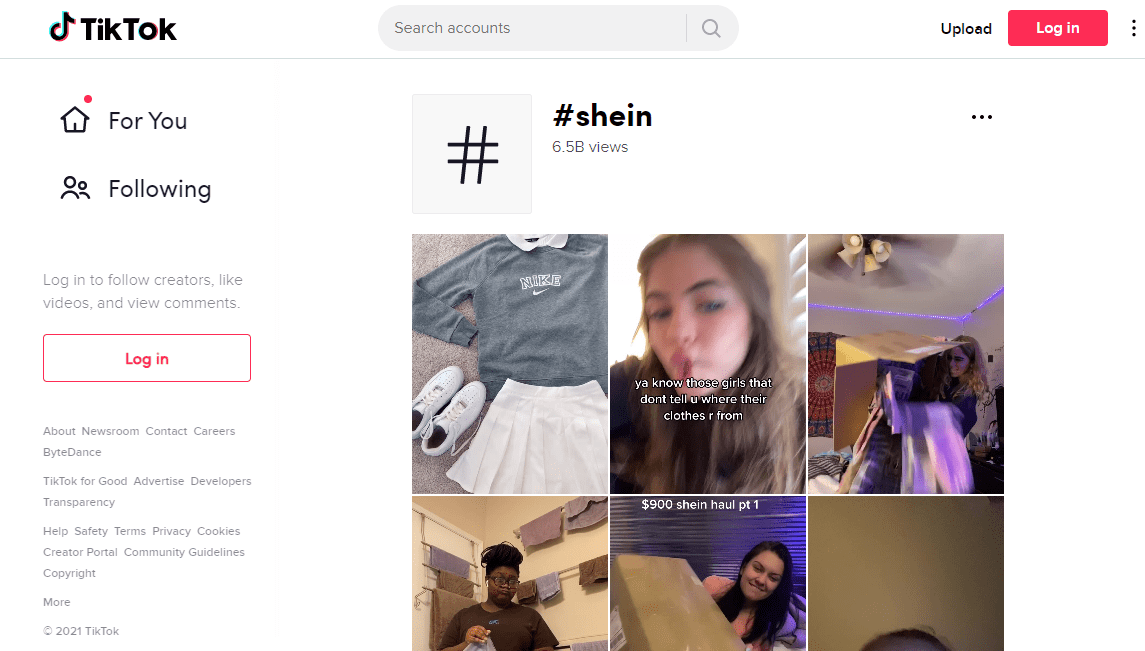Shein hashtag search results Shein's market strategy 