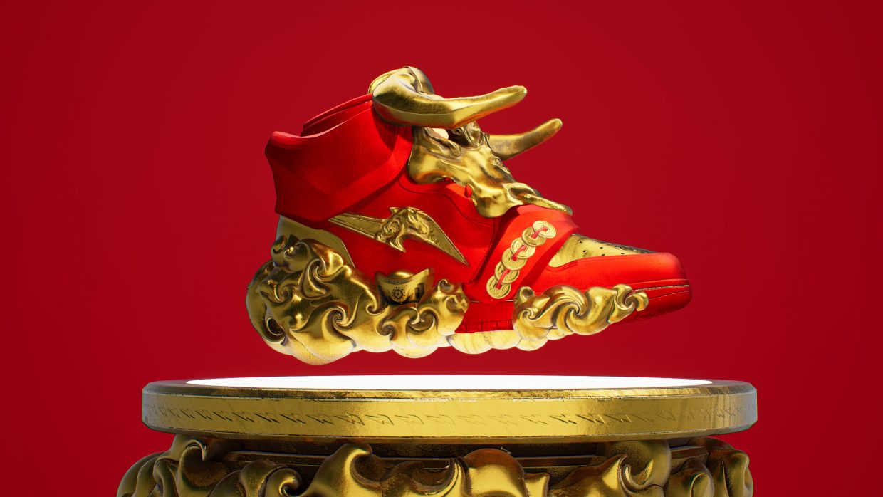 RTFKT’s gold sneaker for Chinese New Year NFT market in China