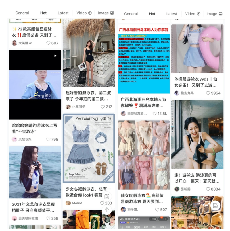 Xiaohongshu, A general view of swimwear that is popular among Chinese women Chinese women’s swimwear preferences