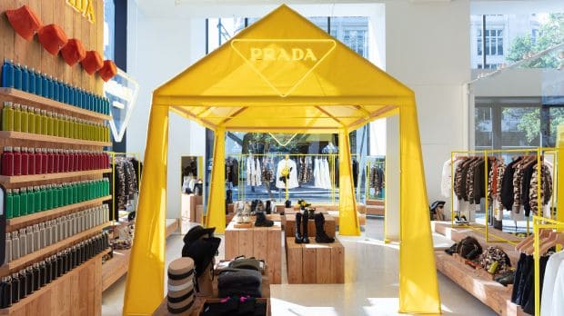 Prada pop-up store in Shanghai – camping theme Prada in China