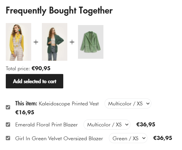 for every item in cart Cider shows frequently bought together pieces of clothing Cider’s marketing strategy