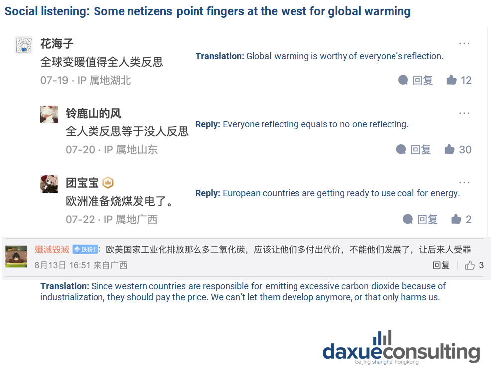 some netizens point out the wests reliance on coal energy in relation to global warming. 