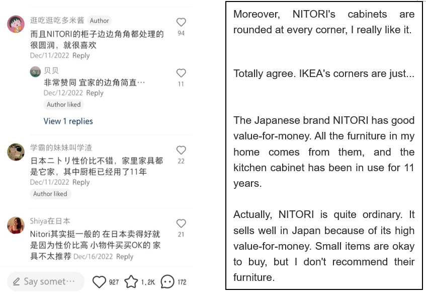Chinese netizens’ comments about the brand’s quality and cost performance