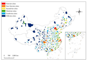 China tier city system map