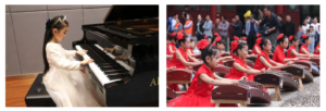 Children in China learning piano and guzheng from a young age