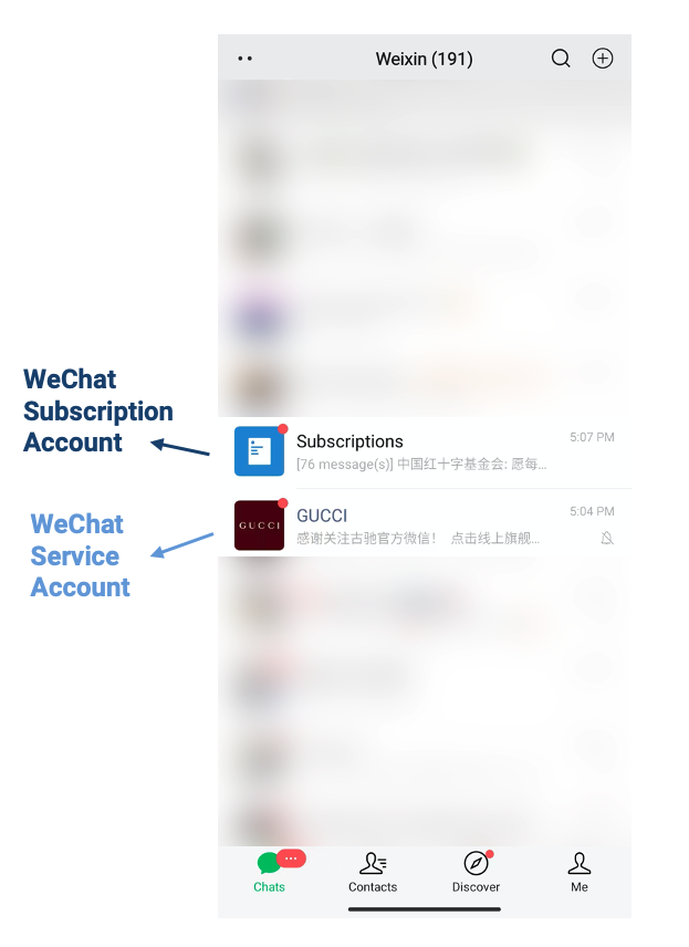 Comparison between wechat public account types: service and subscription